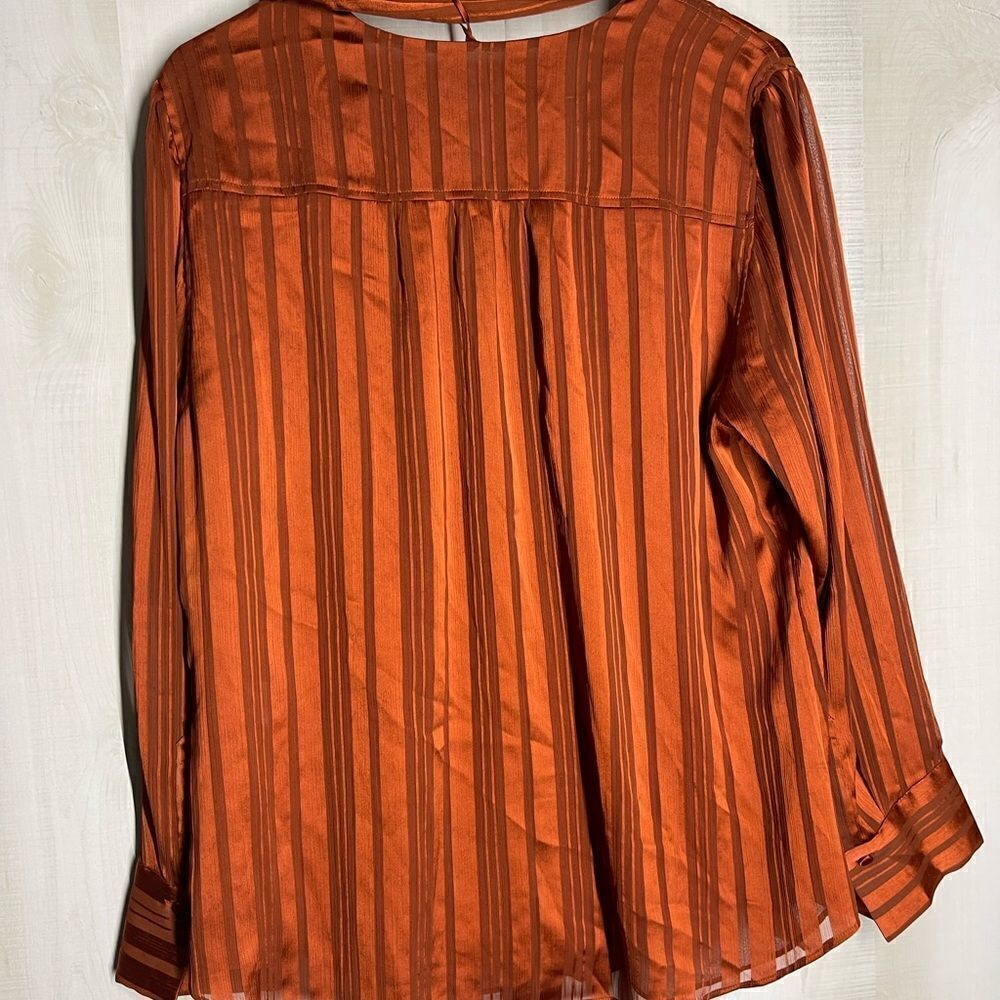 Chico’s Rust Color Blouse Button Front With Scarf… - image 3